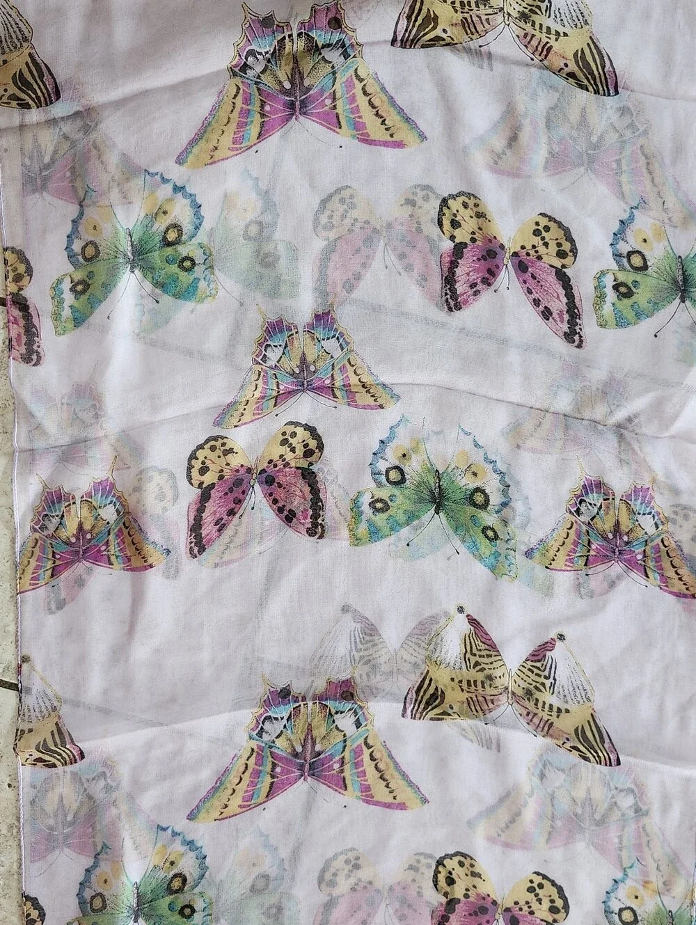 Light Purple Butterfly Print Silk Scarf 14x59